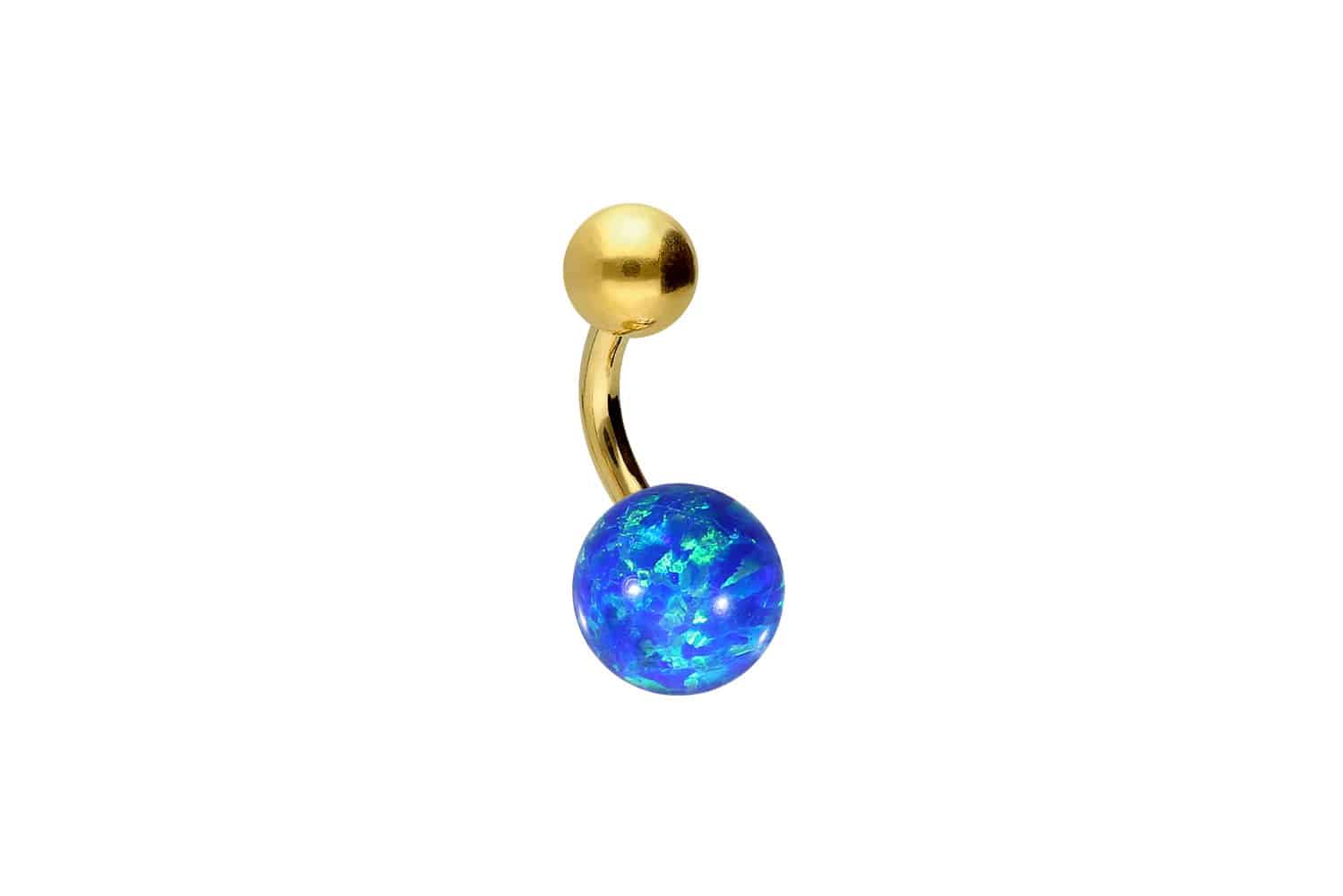 Titan Bananabell Piercing SYNTHETISCHER OPAL + TITAN-KUGEL